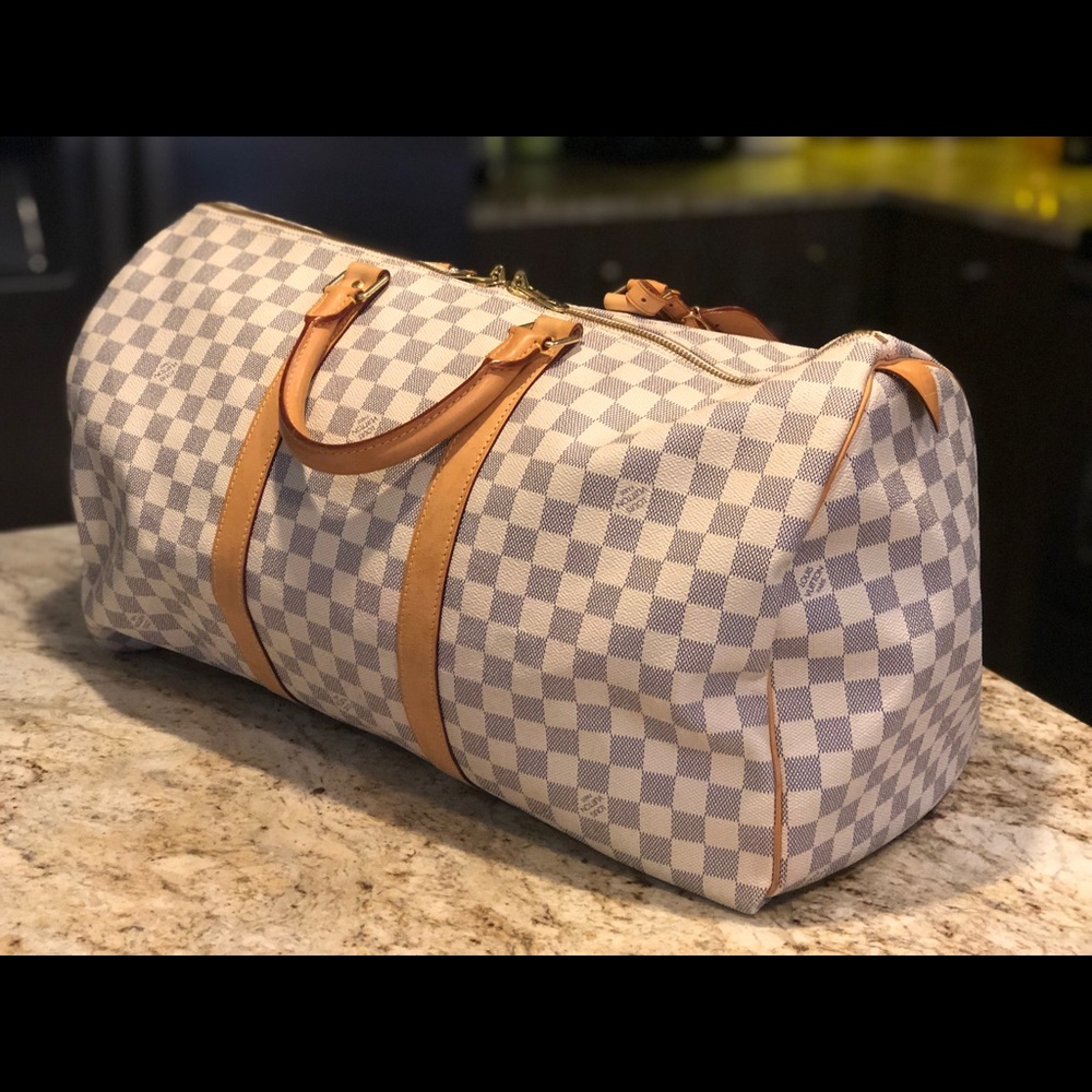 Authentic Louis Vuitton Damier Azur Keepall 50